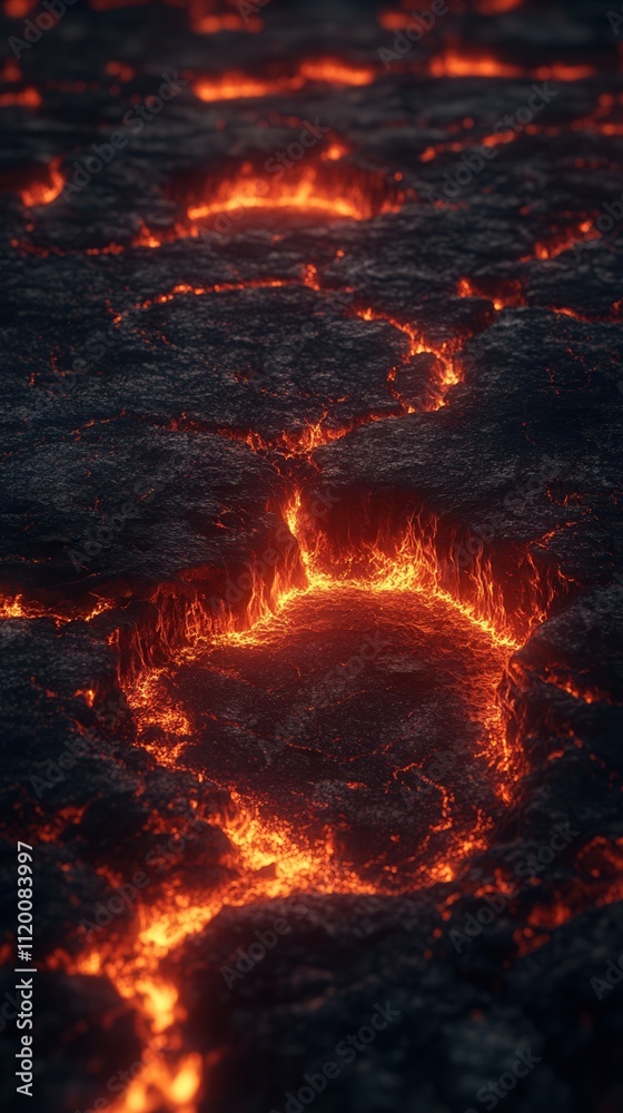 A glowing lava flow creates a mesmerizing pattern, showcasing the beauty and intensity of volcanic activity on a dark, rocky surface. A glowing lava flow creates a mesmerizing pattern, showcasing the beauty and intensity of volcanic activity on a dark, rocky surface.