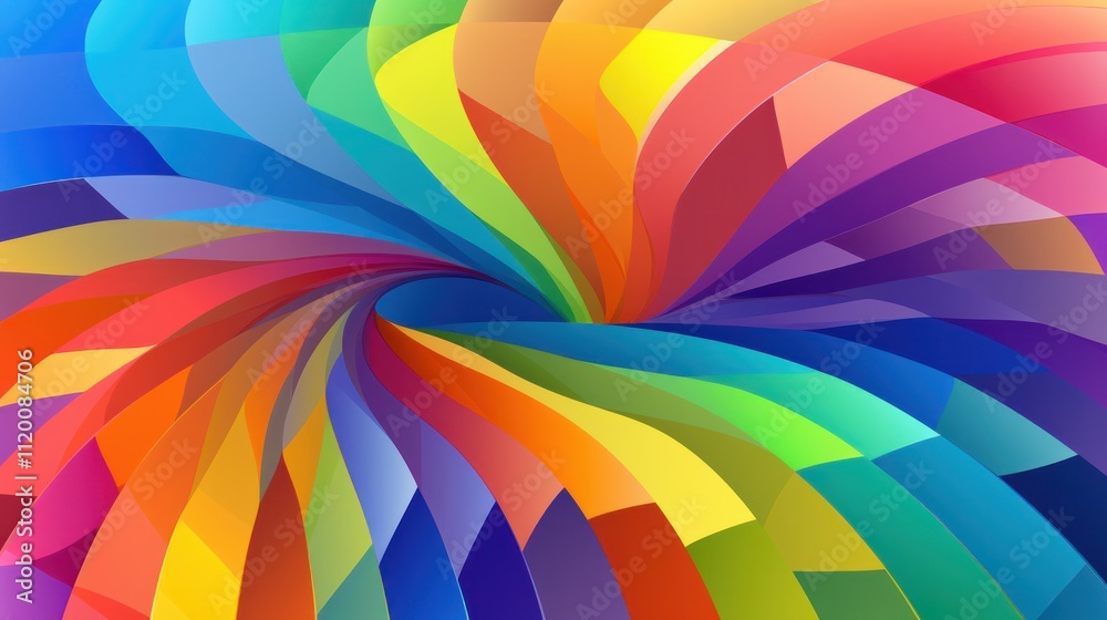 A repeating pattern of intertwined rainbow arcs forming a geometric design, with each arc smoothly blending into the next A repeating pattern of intertwined rainbow arcs forming a geometric design, with each arc smoothly blending into the next