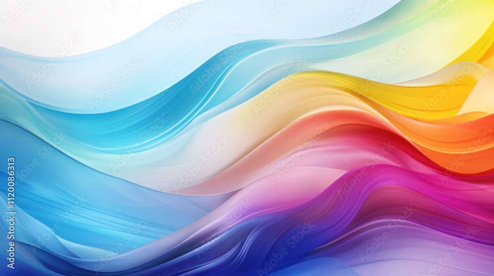 Abstract rainbow waves creating a seamless, fluid motion across the image, with colors merging softly into each other