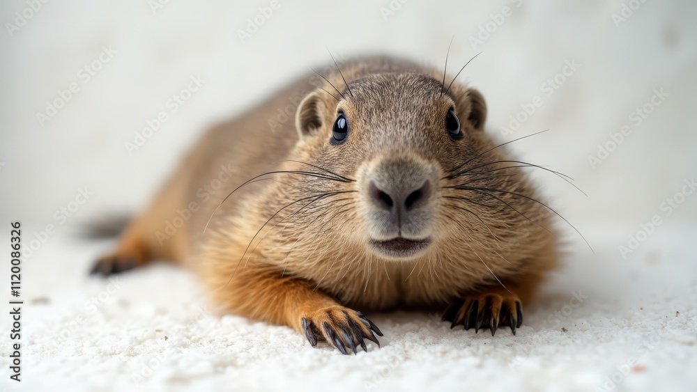 A close up of a groundhog laying on the ground A close up of a groundhog laying on the ground