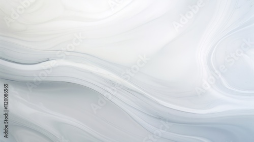 An abstract composition of polished marble surface showing organic flow and delicate gradient from white to light grey isolated on white background