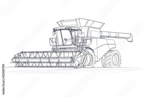 Sketch of modern combine harvester in detail