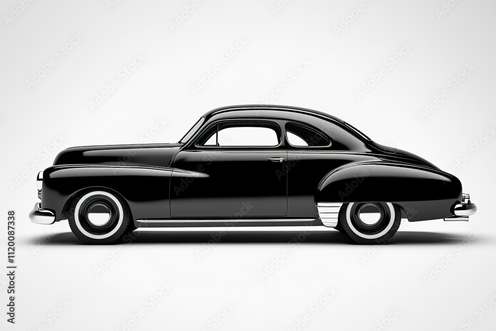 Obraz premium Side view of classic black car, elegant design, retro