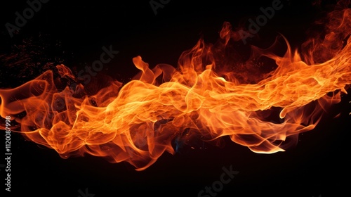 Dynamic fire sparks shooting upwards, creating a sense of energy and movement with dark contrast isolated on white background