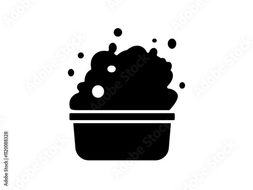 basin with soap foam icon Bowl filled with water. Washing clothes, cleaning equipment flat style pictogram icon for ui or ux mobile app, vector illustration logo symbol design sign, isolated on white