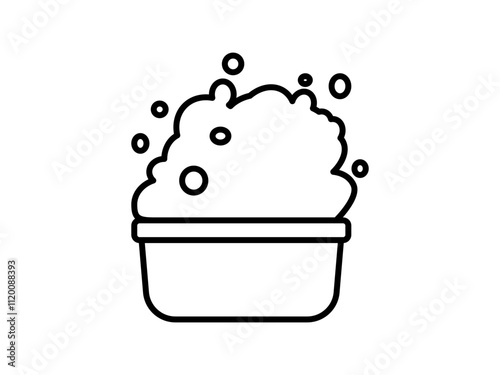 basin with soap foam icon Bowl filled with water. Washing clothes, cleaning equipment flat style pictogram icon for ui or ux mobile app, vector illustration logo symbol design sign, isolated on white