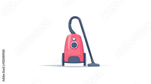 Obraz na płótnie Cartoon Style Red Vacuum Cleaner with Hose and Handle Design w salonie