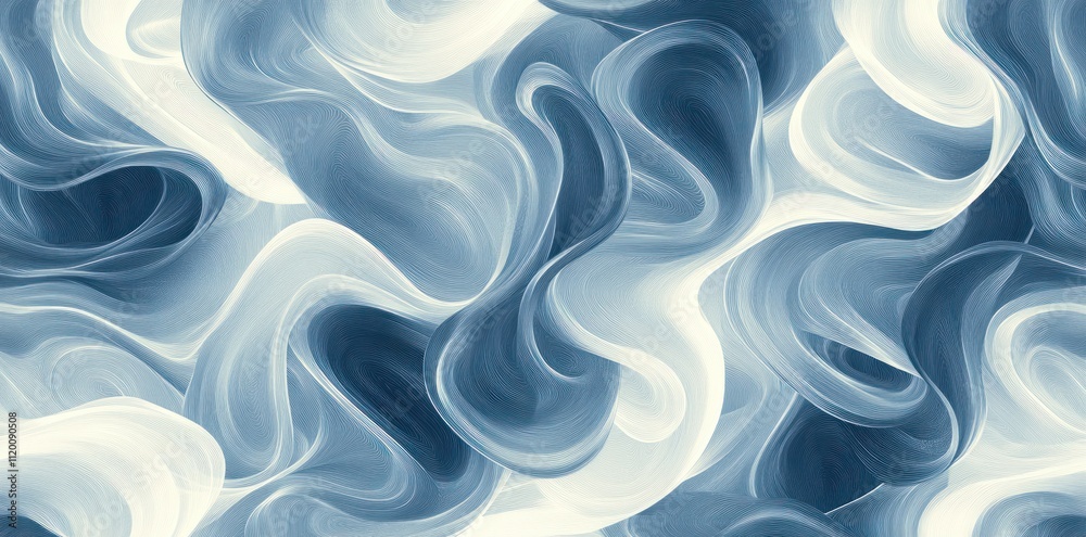 Obraz premium Abstract Blue and White Swirling Lines Pattern