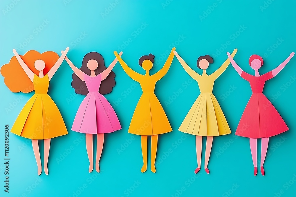 Colorful Female Paper Craft Illustration Unity Colorful Female Paper Craft Illustration Unity