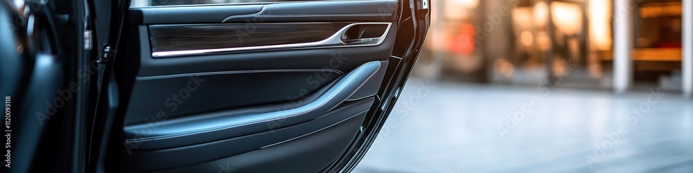 Close-up of modern car door and handle Close-up of modern car door and handle