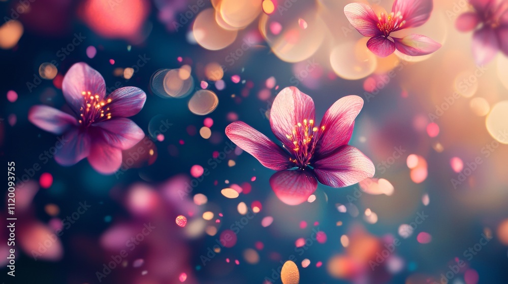 Dreamy pink cherry blossoms with glowing bokeh background Dreamy pink cherry blossoms with glowing bokeh background