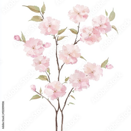 A delicate watercolor illustration of pink cherry blossoms on branches, capturing the essence of spring and beauty in nature.