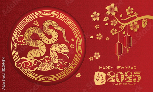 Happy snake Vietnamese lunar new year 2025, Year of the snake