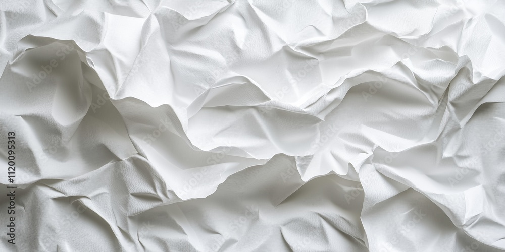 Fototapeta premium Wrinkled white paper texture with folds and creases