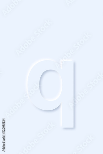 lowercase English letter q in light blue color