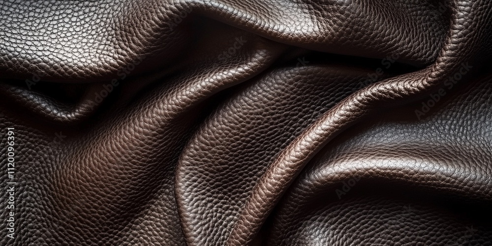 Luxurious brown leather texture with folds Luxurious brown leather texture with folds