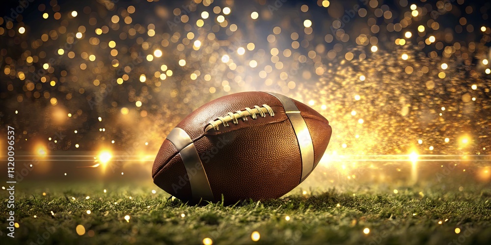 Shiny Football on Glittering Background Shiny Football on Glittering Background