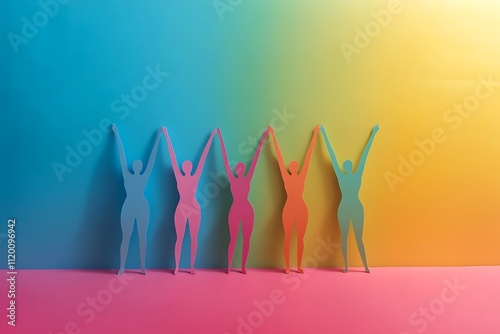 Colorful Paper Cutout People Celebrating Teamwork1 photo