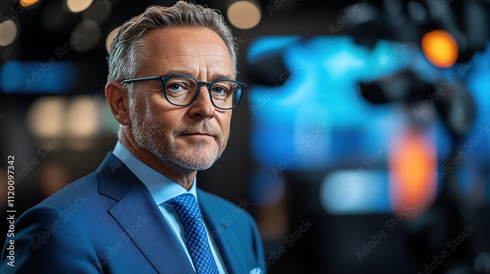 A poised professional in a suit, exuding confidence and focus in a modern setting. A poised professional in a suit, exuding confidence and focus in a modern setting.