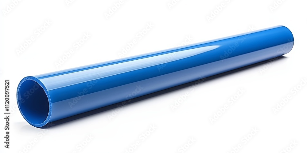 Blue Plastic Pipe Isolated on White Background