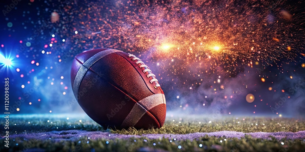 Dynamic Football with Sparkling Background Effects Dynamic Football with Sparkling Background Effects
