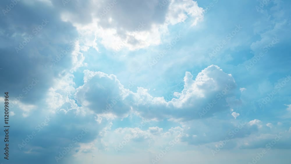 Realistic sky, Flying through white clouds towards ground visible from distance Realistic sky, Flying through white clouds towards ground visible from distance