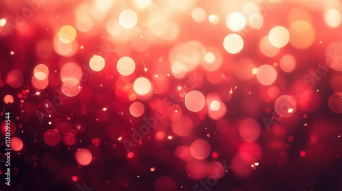 A stunning red bokeh background filled with soft, swirling snowflakes