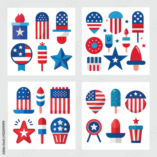 Independence Day clipart and vector bundle, featuring vibrant 4th of July designs. Includes line art, cartoon elements, and festive graphics for all your creative projects.