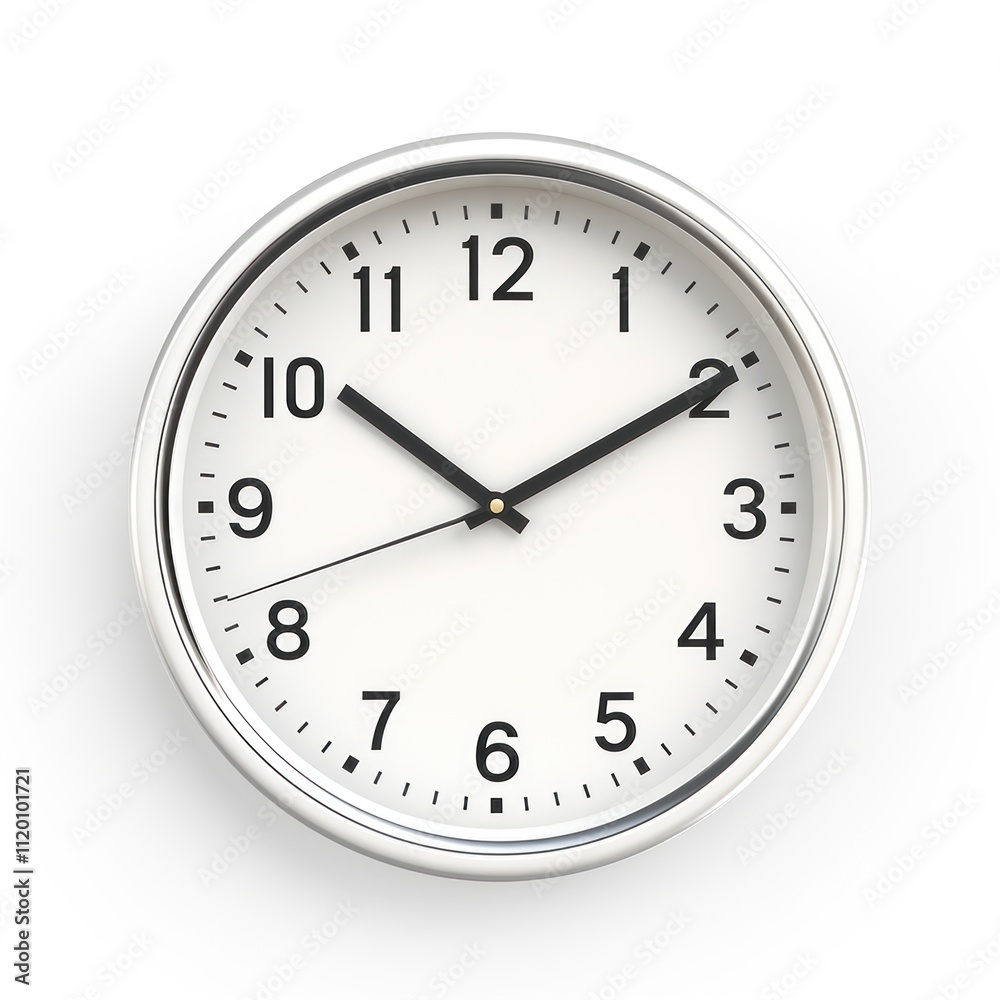 Black and White Minimalist Wall Clock, timeless design, contemporary style for home or office. Isolated on white background Black and White Minimalist Wall Clock, timeless design, contemporary style for home or office. Isolated on white background