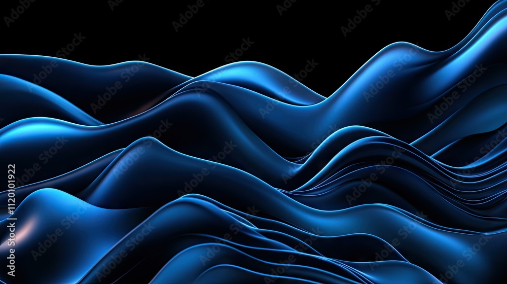 Obraz premium abstract blue wave on dark background with copy space