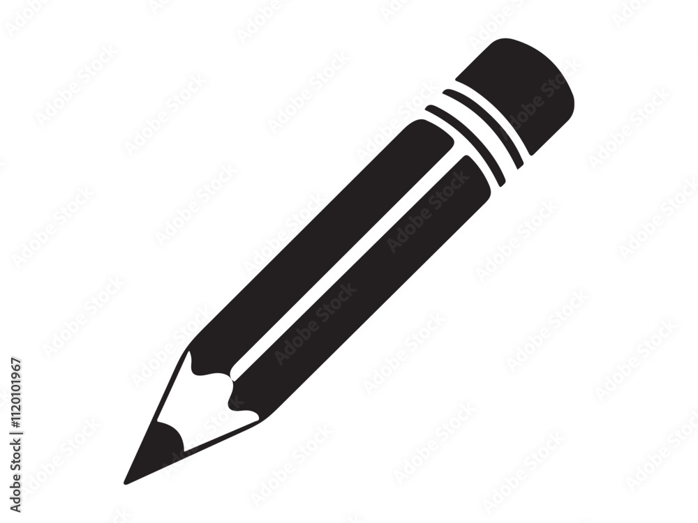 Pencil silhouette icon vector on white background Pencil silhouette icon vector on white background