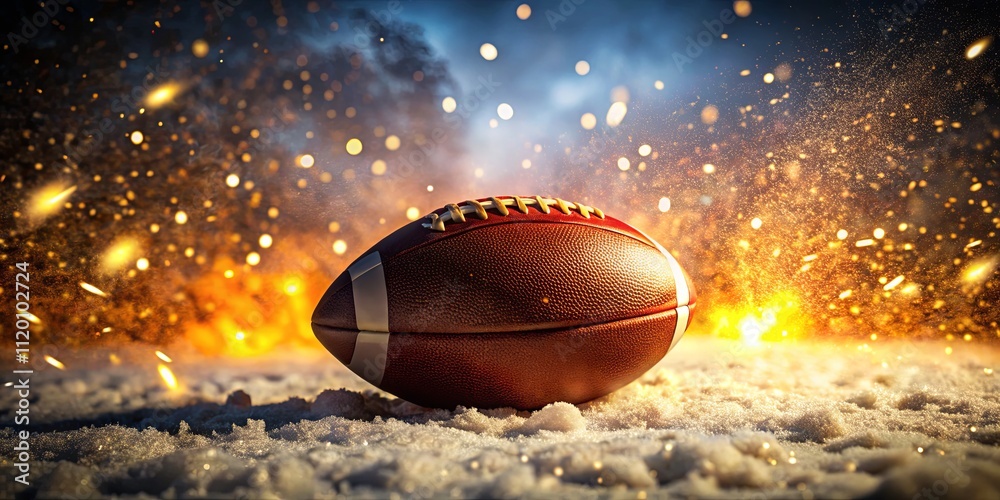 Dramatic Football Scene with Explosive Background Dramatic Football Scene with Explosive Background