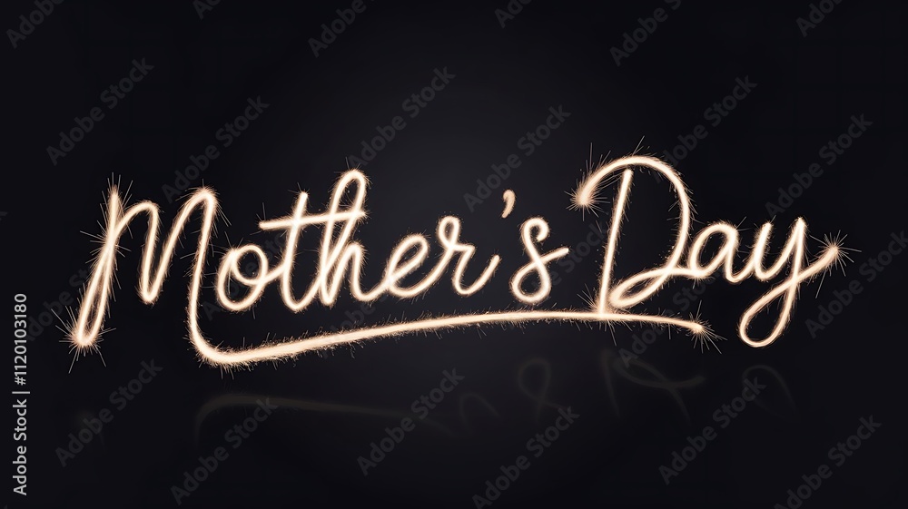 Vibrant Golden Script Text Effect for Mother’s Day on a Deep Black Background with Sparkler-Like Glow and Reflections Vibrant Golden Script Text Effect for Mother’s Day on a Deep Black Background with Sparkler-Like Glow and Reflections