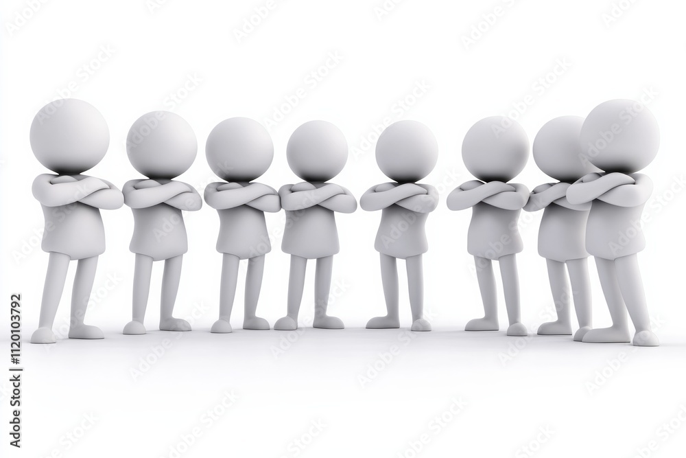 a group of friends crossing their arms in a humorous group pose, on white background. a group of friends crossing their arms in a humorous group pose, on white background.