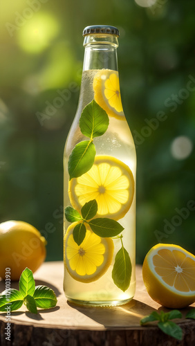 Refreshing Sparkling Lemon Basil Drink photo