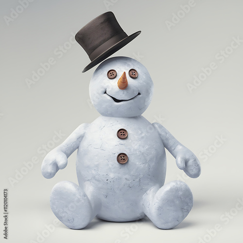 snowman withtiny misplaced hatfunny mishap quitecat isolated on white background cutout png design asset funny conceptModern