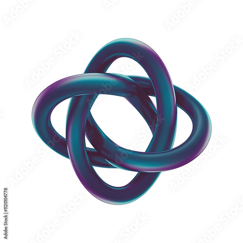 3d thorus knot dynamic gradient icon isolated on white background cutout png design asset funny concept3D Render