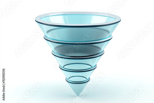 A beautiful sales funnel with three levels white background  photo