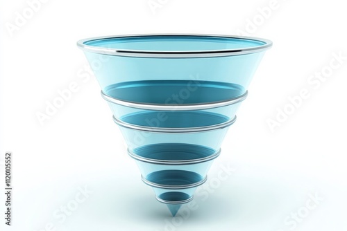 A beautiful sales funnel with three levels white background  photo