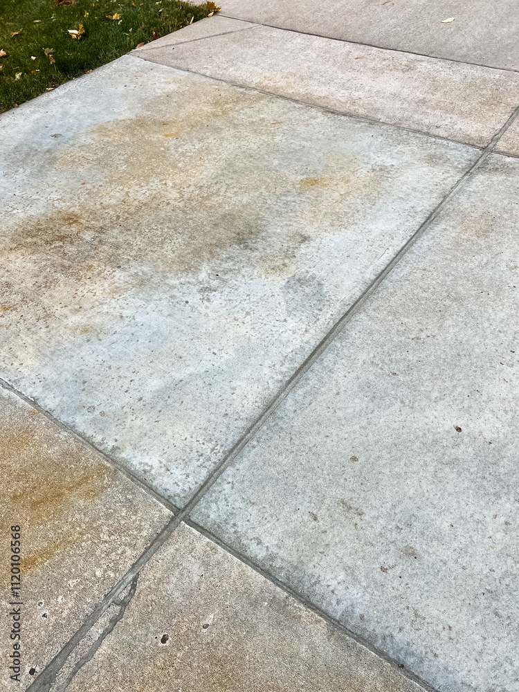 Obraz premium Repaired Cracks on Old Concrete Driveway
