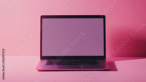 Stylish Pink Laptop on a Vibrant Pink Background