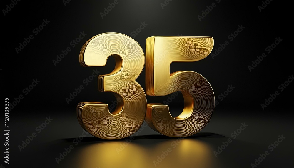 35 golden 3d render symbol, copy space. Generated image 35 golden 3d render symbol, copy space. Generated image