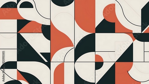 Abstract Geometric Art Featuring Circles Curves and Lines