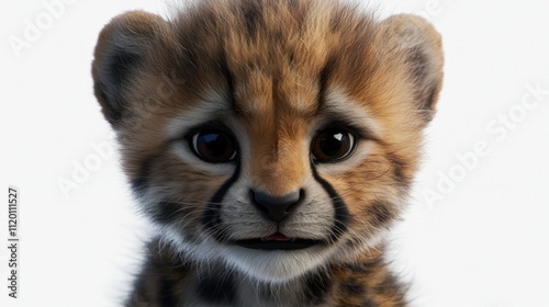 A cute, animated cheetah cub with large eyes and a playful expression.