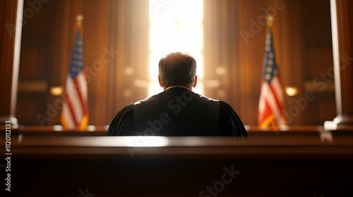 A judge presides over a courtroom session. photo