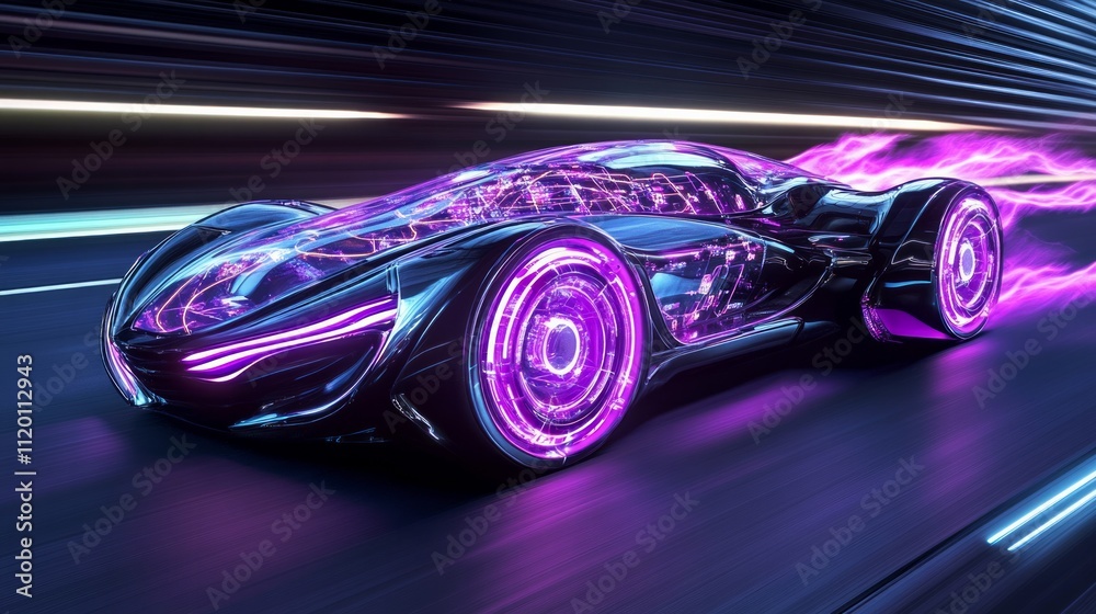 A futuristic car on dark background A futuristic car on dark background