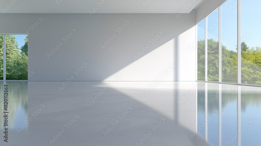 Fototapeta premium Modern Minimalist Room with Large Windows