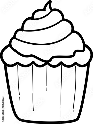 Cupcake illustration outline for coloring 