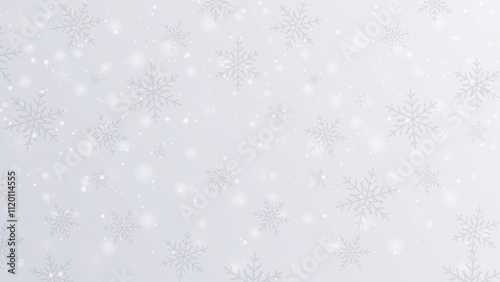 Abstract template with snowflakes, snow, bokeh on winter colors gradient background.