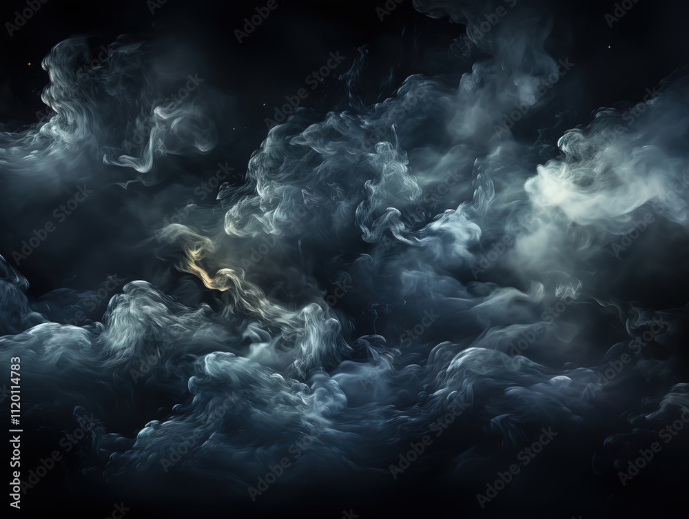 Intense smoke formations swirling on a black backdrop, adding texture and mystery Intense smoke formations swirling on a black backdrop, adding texture and mystery